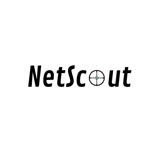 The logo of NetScout, featuring the brand name "NetScout" in bold, stylized black font, accompanied by a circular crosshair symbol integrated into the letter "o." The background is plain white, emphasizing the logo's design.